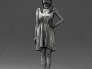 000378 Woman in Blue Dress 3D Model