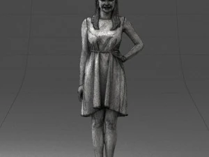 000378 Woman in Blue Dress 3D Model