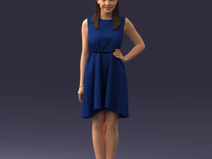 000378 Woman in Blue Dress 3dp 3D Print Model