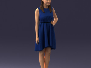 woman in blue dress 0035 3d print ready Model do druku 3D