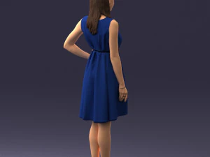 000378 Woman in Blue Dress 3dp 3D Print Model