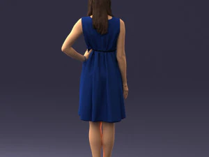 000378 Woman in Blue Dress 3dp 3D Print Model