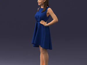 000378 Woman in Blue Dress 3dp 3D Print Model