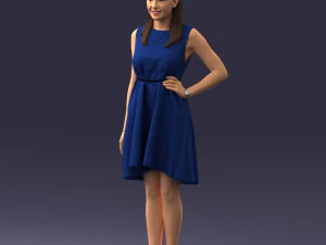 000378 Woman in Blue Dress 3dp 3D Print Model