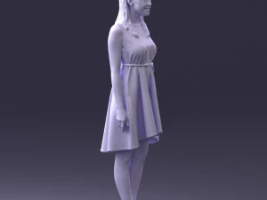 000378 Woman in Blue Dress 3dp 3D Print Model