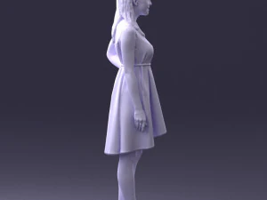 000378 Woman in Blue Dress 3dp 3D Print Model