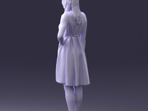 woman in blue dress 0035 3d print ready Model do druku 3D
