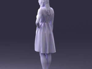 000378 Woman in Blue Dress 3dp 3D Print Model
