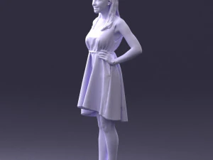 000378 Woman in Blue Dress 3dp 3D Print Model
