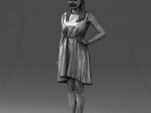 000378 Woman in Blue Dress 3dp 3D Print Model
