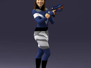 000381 Sci-Fi Female Hero With Futuristic Blaster 3dp 3D Print Model