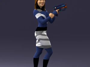 000381 Sci-Fi Female Hero With Futuristic Blaster 3dp 3D Print Model