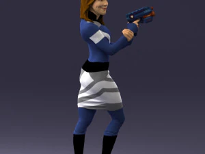 000381 Sci-Fi Female Hero With Futuristic Blaster 3dp 3D Print Model