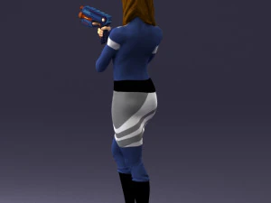 000381 Sci-Fi Female Hero With Futuristic Blaster 3dp 3D Print Model