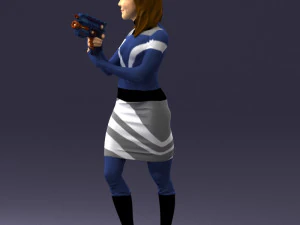 000381 Sci-Fi Female Hero With Futuristic Blaster 3dp 3D Print Model