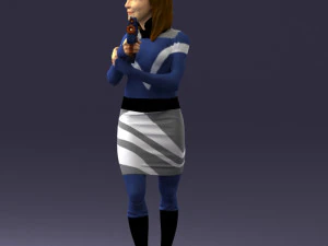 000381 Sci-Fi Female Hero With Futuristic Blaster 3dp 3D Print Model