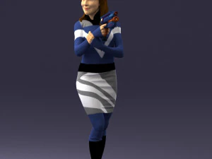 000381 Sci-Fi Female Hero With Futuristic Blaster 3dp 3D Print Model
