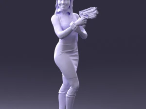 000381 Sci-Fi Female Hero With Futuristic Blaster 3dp 3D Print Model