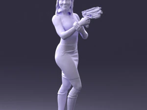 000381 Sci-Fi Female Hero With Futuristic Blaster 3dp 3D Print Model