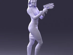 000381 Sci-Fi Female Hero With Futuristic Blaster 3dp 3D Print Model