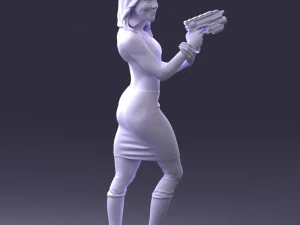 000381 Sci-Fi Female Hero With Futuristic Blaster 3dp 3D Print Model