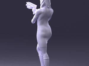 000381 Sci-Fi Female Hero With Futuristic Blaster 3dp 3D Print Model