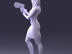 000381 Sci-Fi Female Hero With Futuristic Blaster 3dp 3D Print Model