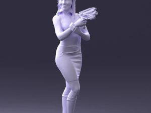 000381 Sci-Fi Female Hero With Futuristic Blaster 3dp 3D Print Model