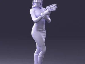 000381 Sci-Fi Female Hero With Futuristic Blaster 3dp 3D Print Model