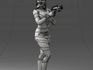 000381 Sci-Fi Female Hero With Futuristic Blaster 3dp 3D Print Model