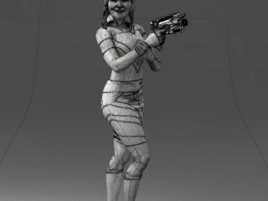 000381 Sci-Fi Female Hero With Futuristic Blaster 3dp 3D Print Model