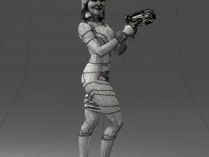 000381 Sci-Fi Female Hero With Futuristic Blaster 3dp 3D Print Model