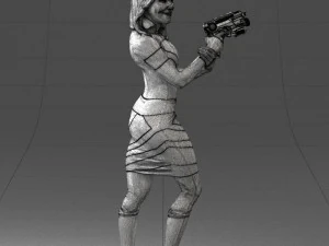 000381 Sci-Fi Female Hero With Futuristic Blaster 3dp 3D Print Model