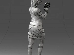 000381 Sci-Fi Female Hero With Futuristic Blaster 3dp 3D Print Model