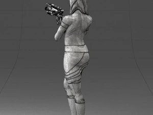 000381 Sci-Fi Female Hero With Futuristic Blaster 3dp 3D Print Model