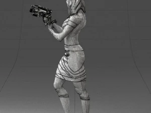 000381 Sci-Fi Female Hero With Futuristic Blaster 3dp 3D Print Model