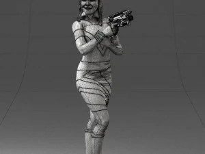 000381 Sci-Fi Female Hero With Futuristic Blaster 3dp 3D Print Model