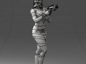 000381 Sci-Fi Female Hero With Futuristic Blaster 3dp 3D Print Model