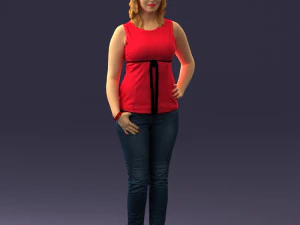 000382 Realistisch staand vrouwelijk personage in casual outfit 3D Model