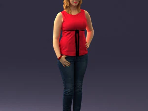 000382 Realistic Standing Female Character in Casual Outfit 3D Model