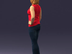 000382 Realistic Standing Female Character in Casual Outfit 3D Model