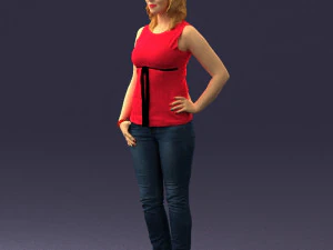 000382 Realistic Standing Female Character in Casual Outfit 3D Model