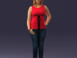 000382 Realistic Standing Female Character in Casual Outfit 3D Model