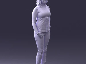 000382 Realistic Standing Female Character in Casual Outfit 3D Model