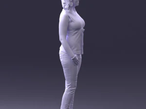 000382 Realistic Standing Female Character in Casual Outfit 3D Model