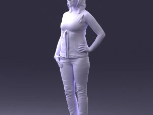 000382 Realistic Standing Female Character in Casual Outfit 3D Model