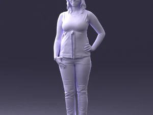 000382 Realistic Standing Female Character in Casual Outfit 3D Model