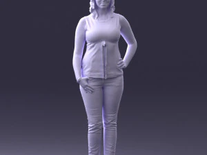000382 Realistic Standing Female Character in Casual Outfit 3D Model