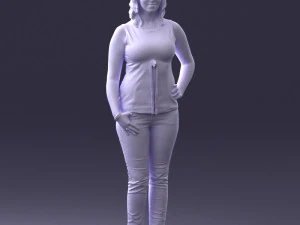 000382 Realistic Standing Female Character in Casual Outfit 3D Model