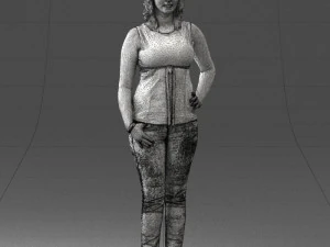 000382 Realistic Standing Female Character in Casual Outfit 3D Model